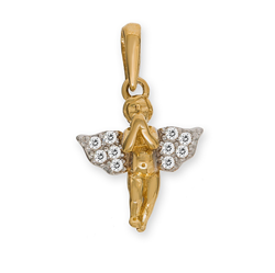 9ct Yellow Gold Angel Pendant with CZ Wings