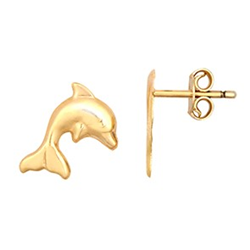 9ct Gold Stud Kids Dolphin Earrings