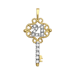 9ct YG Cz 21 Key Pendant