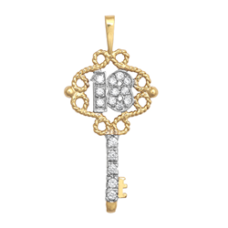 9ct YG Cz 18 Key Pendant