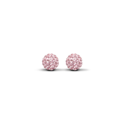 9ct Yellow Gold 8mm Pink Crystal Stud Earrings