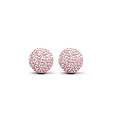 9ct Yellow Gold 12mm Pink Crystal Stud Earrings