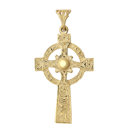 9ct Yellow Gold Engraved Celtic Cross Pendant