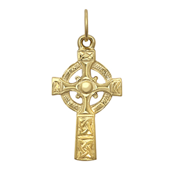 9ct Yellow Gold Engraved Celtic Cross Pendant