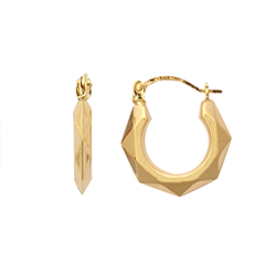 9ct Yellow Gold Faceted Creole Earrings