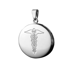Round Medic Alert Open Info White Gold