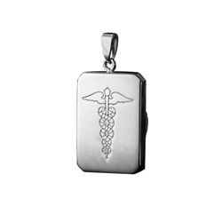 Rectangle Medic Alert Pen Data White Gold