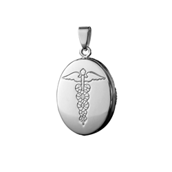 9ct White Gold Oval Infomedic Opening Medical Pendant