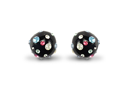 9ct Yellow Gold Multicolour Crystal & Black Stud Earrings