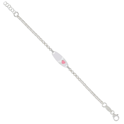 Sterling Silver Pink Heart Baby ID Bracelet