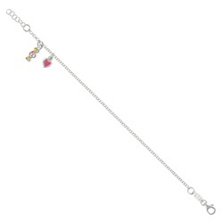 Sterling Silver Pink Heart & Sweet Baby Bracelet