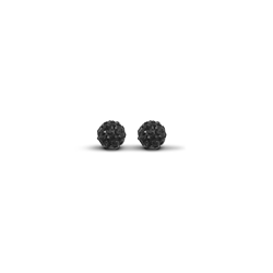 9ct Yellow Gold 6mm Black Crystal Stud Earrings