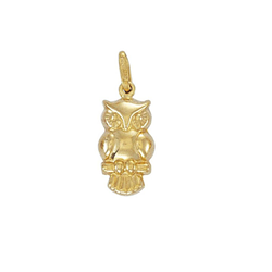 9ct Yellow Gold Owl Hollow Charm Pendant