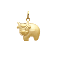 9ct Yellow Gold Cow Hollow Charm Pendant
