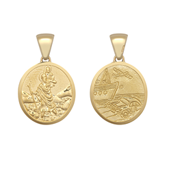 9ct YG St Christopher Double-Sided Medallion Pendant
