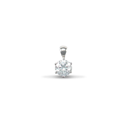 9ct White Gold 8mm CZ Solitaire Pendant