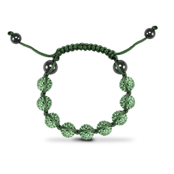 10mm Unisex Green Crystal Ball & Green String Bracelet