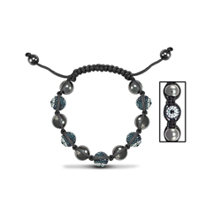 10mm Unisex Evil Eye Crystal & Hematite Ball Bracelet