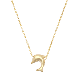 9ct YG Dolphin Charm On Chain