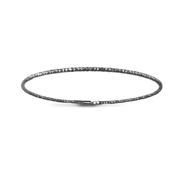 Sterling Silver Thin Disco Slave Bangle - Black Plated