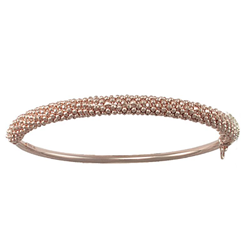 Sterling Silver Disco Bead Bangle - Rose Plated