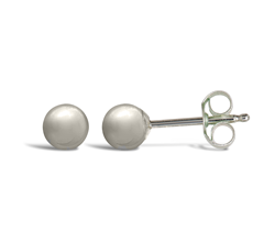 4mm Silver Ball Studs Earrings