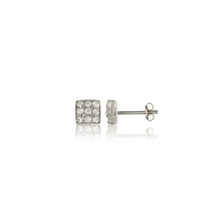 Silver Small Square Cz Studs