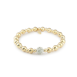 Gold Stretchy Ball Crystal Bracelet 9