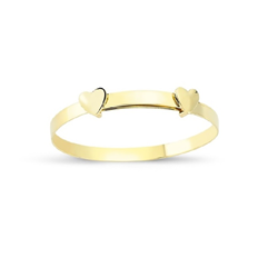 9ct YG Double Heart Expandable Bangle
