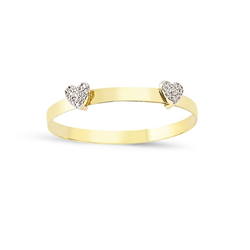 9ct YG Cz Double Heart Expandable Baby Bangle