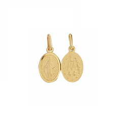 9ct YG Oval Miraculous Mary Medallion Pendant