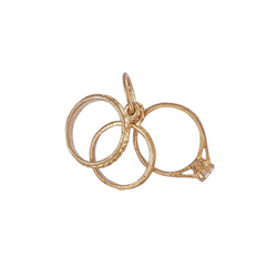 9ct Yellow Gold CZ Triple Ring Pendant