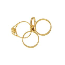 9ct Yellow Gold CZ Triple Ring Charm Pendant
