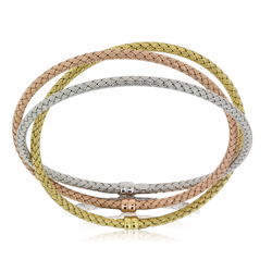 Sterling Silver 3 colour Trio Weave Bangle