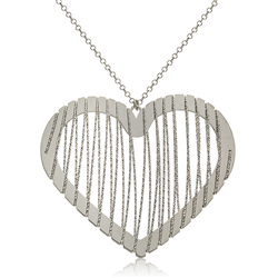 Large Silver Heart Pendant Chain