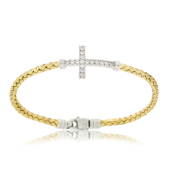 Cz Silver Cross Weave Bangle