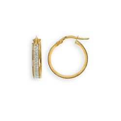 9ct YG Glitter 15mm Hoop Earrings