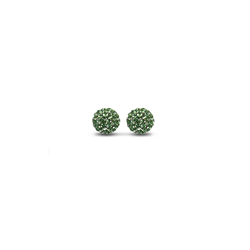 Sterling Silver 6mm Green Crystal Stud Earrings