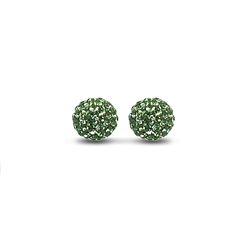 Sterling Silver 10mm Dark Green Crystal Stud Earrings