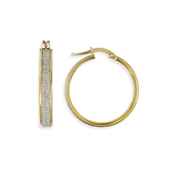 9ct Yellow Gold Glitter 20mm Hoop Earrings