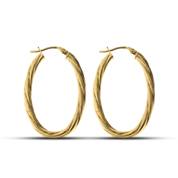 9ct Yellow Gold Oval Twist Hoops