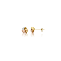 9ct Tricolour Gold Knot Stud Earrings