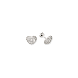 9ct WG Cz Heart Stud Earrings
