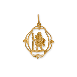 9ct Yellow Gold St Christopher Medallion Pendant in Gold Band