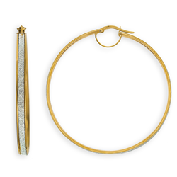 9ct Yellow Gold Glitter 50mm Hoop Earrings