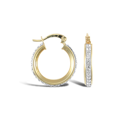 9ct Yellow Gold Crystal Hoop Earrings