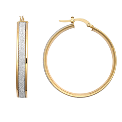 9ct YG Glitter 30mm Hoop Earrings