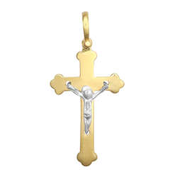 9ct Two Colour Gold Crucifix Pendant