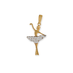 9ct YG Ballerina Pendant With Cz Tutu Skirt