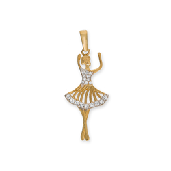 9ct Yellow Gold Ballerina Pendant with CZ Dress